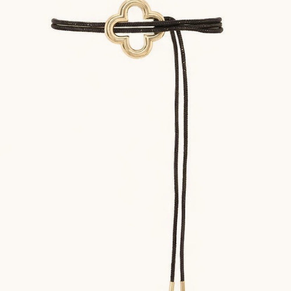 Clover Rhinestone Black Rope Belt - Picture 2 of 3